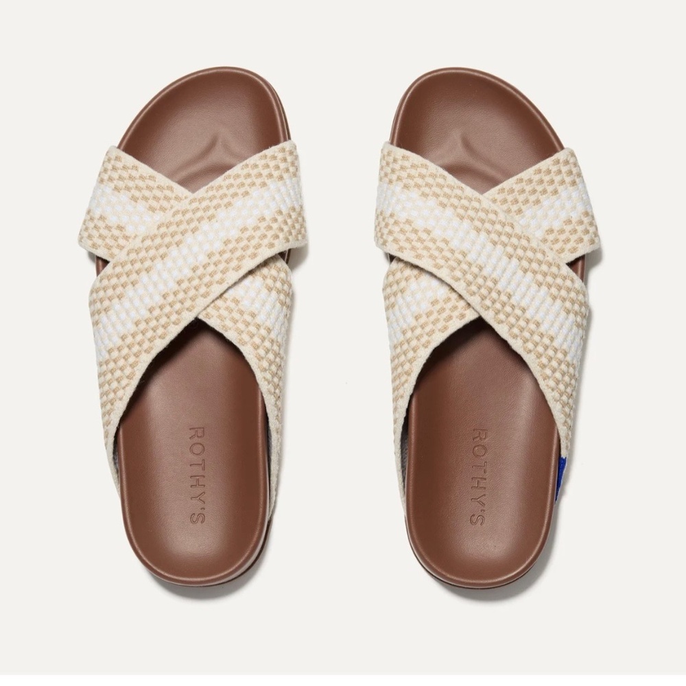 New Rothy's The Weekend Slide Vanilla Cone Sandals Women's Size 11 M